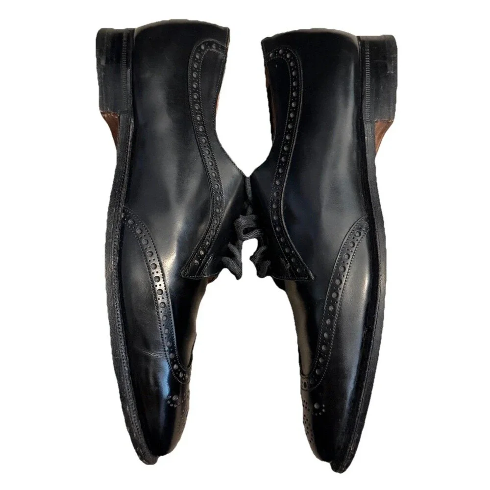 Church's Custom Grade Wingtip Brogue Derby Black Leather UK 9 A US 10 Narrow